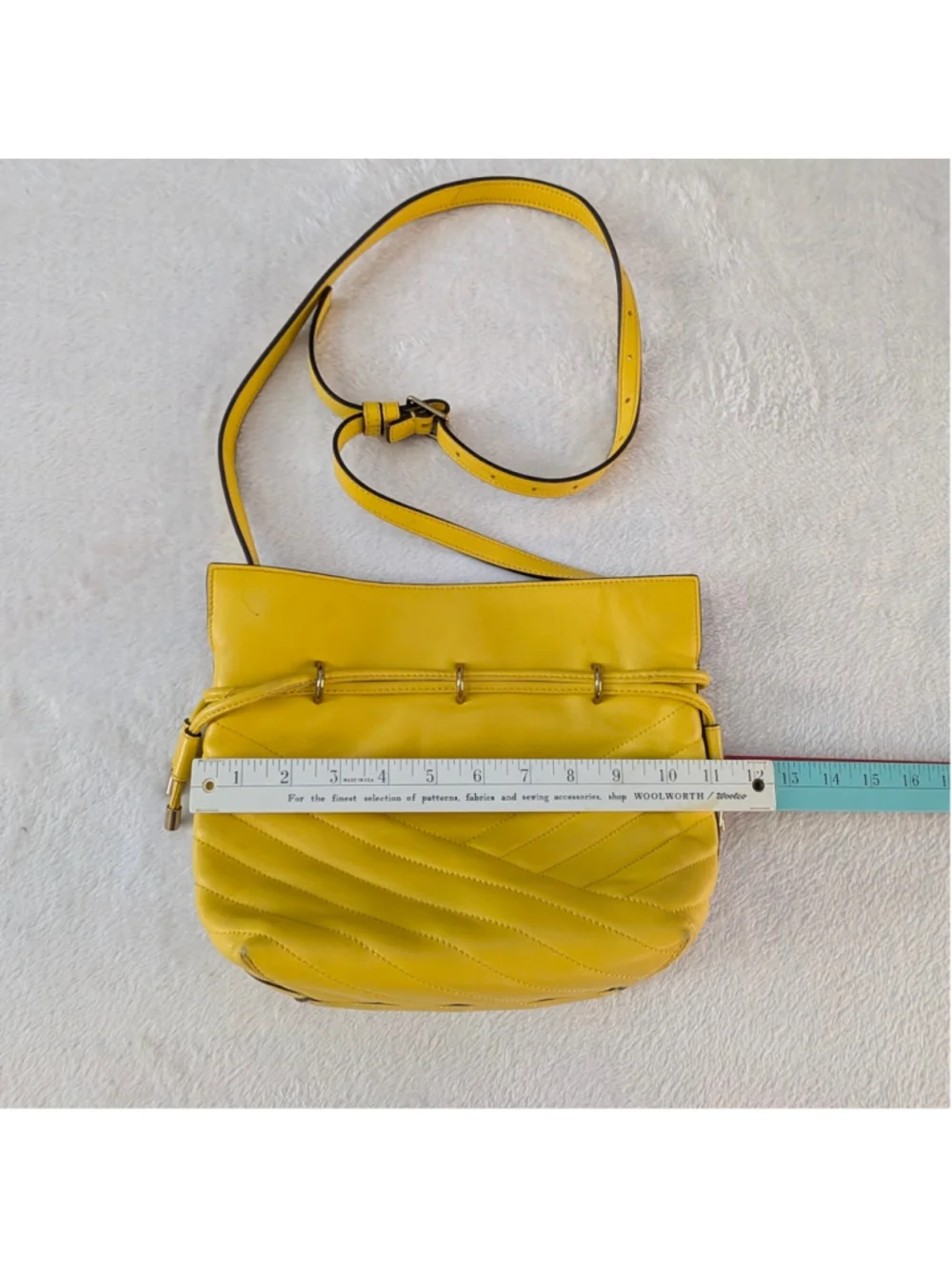 Tory Burch Kira Chevron Yellow Mini Bucket Bag - Flaws